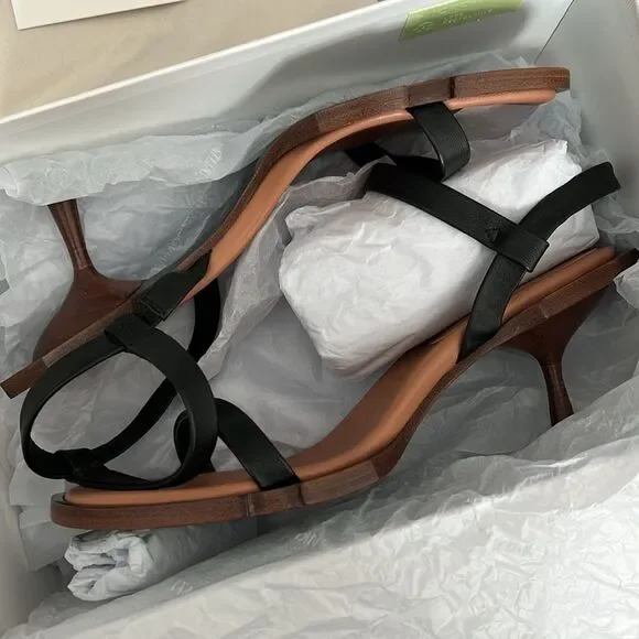 Simkhai Roma Heeled Leather Sandals, Black, New, Size 41